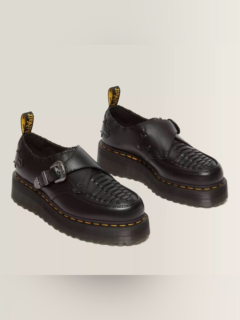 Dr. Martens Black Leather Platform Loafers